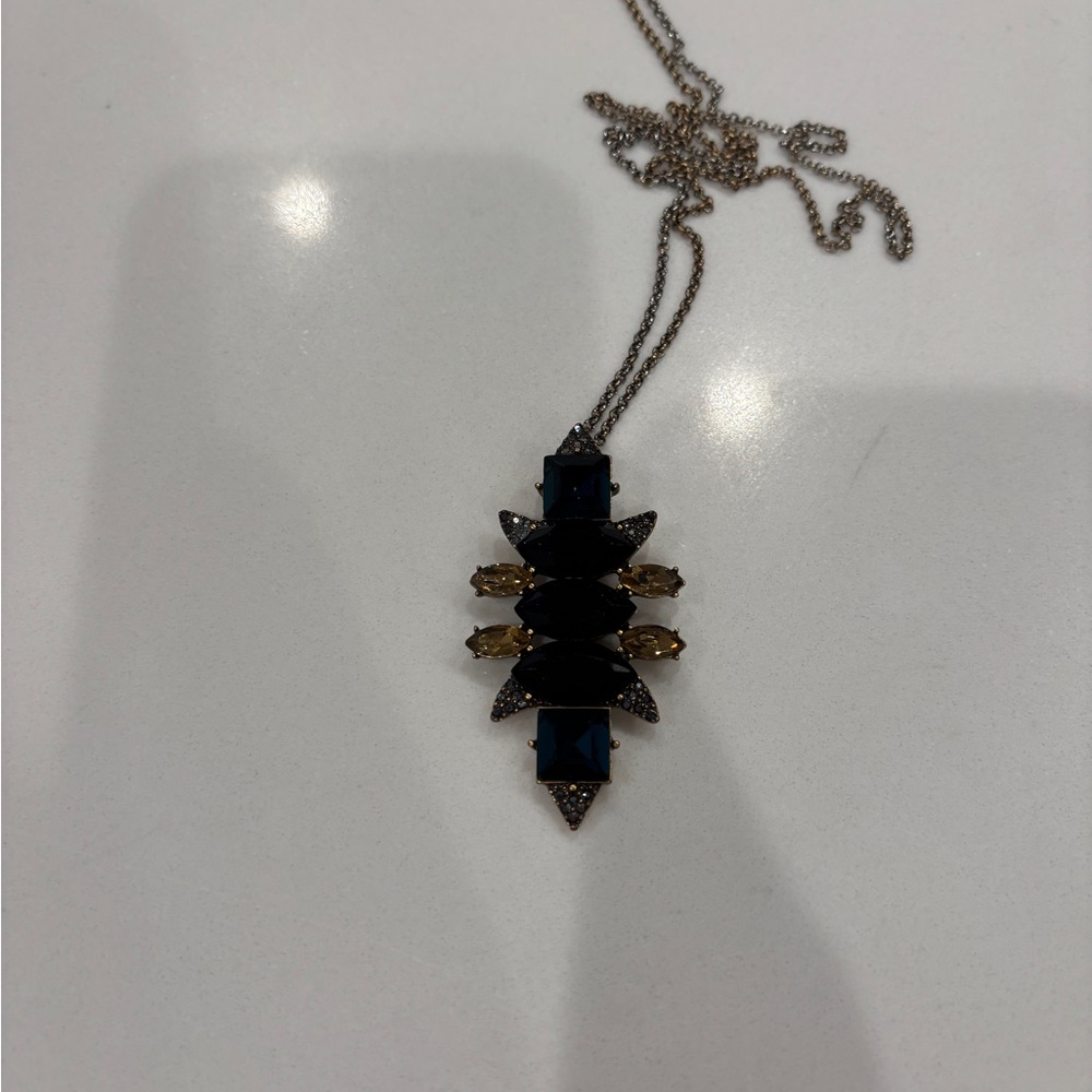 J. Crew Black and Gold Geometric Ladybug Necklace (long chain)